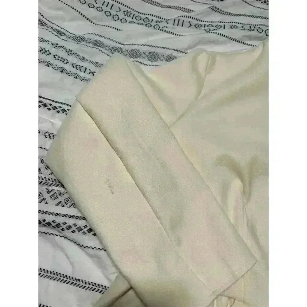 Yitemei Women's 2XL White Peplum Overcoat Stand Collar Ruffle Hem - Picture 4 of 12